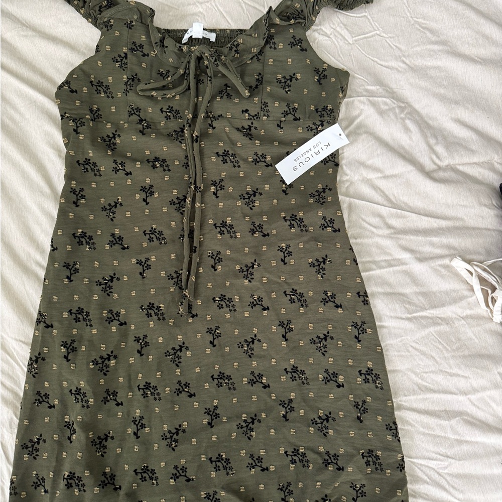 Khaki Floral Mini Dress